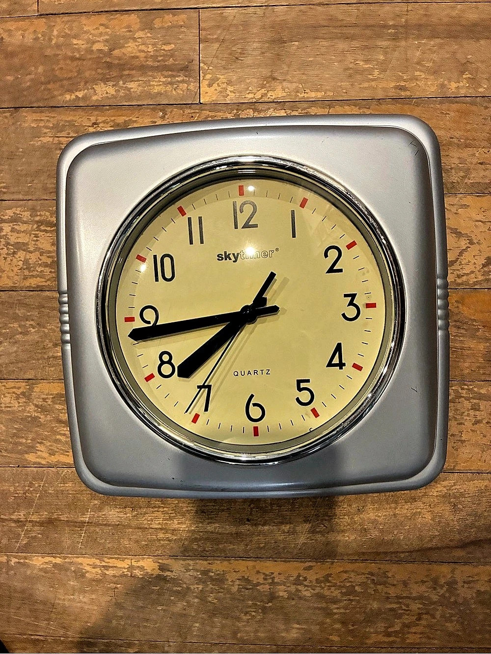 Skyline Vintage Wall Clock Silver & Yellow